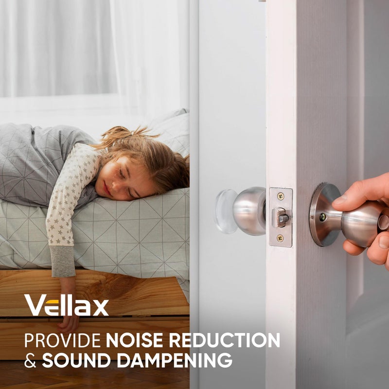 Vellax Clear Wall Door Handle Stopper 2"" Set. 6 Pcs, with Self Strong Adhesive for Stopping Wall Damage & Noise from Doors, Guard Door Bumper Silencer - Image 2